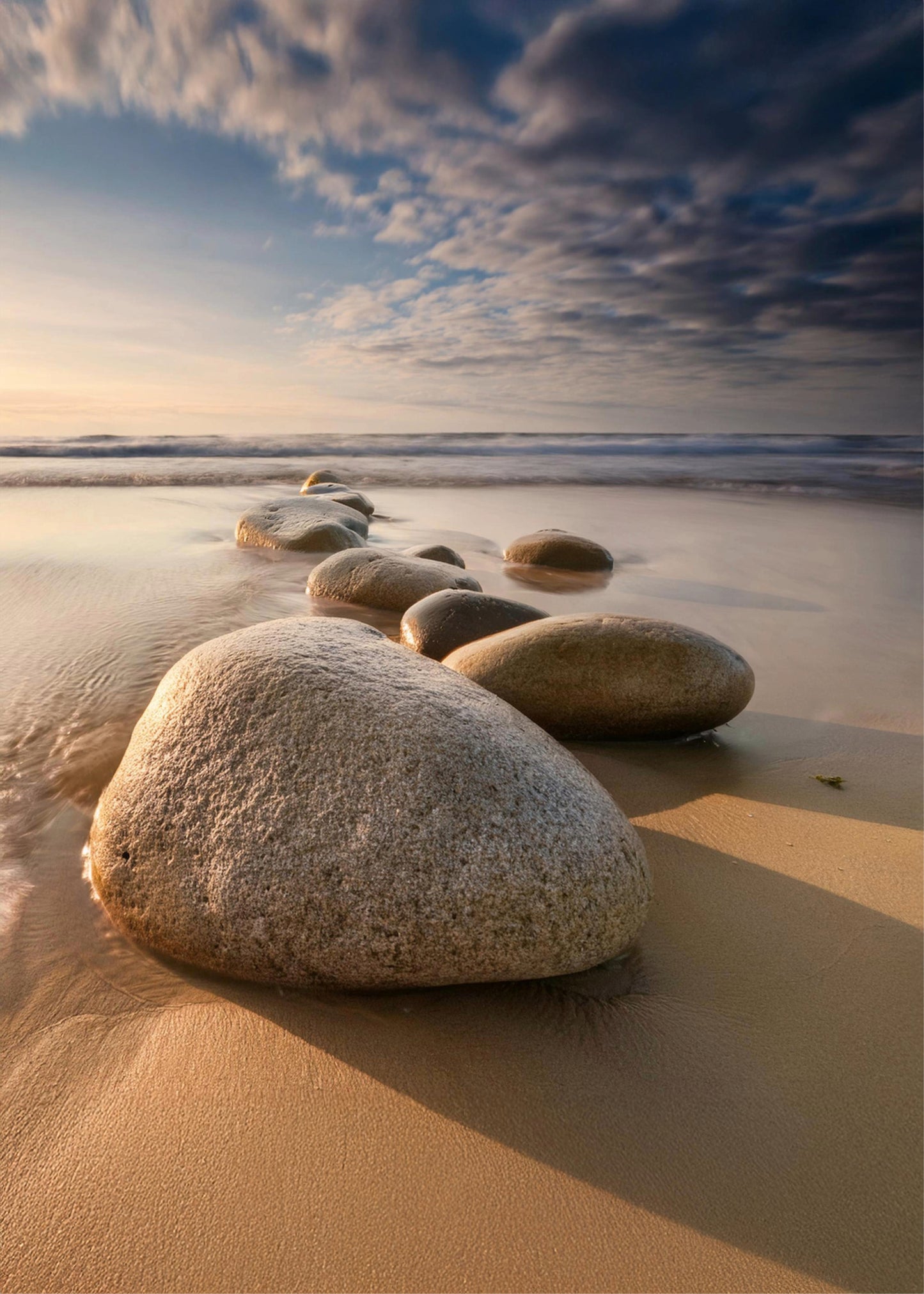 Mindfullness big stones on beach