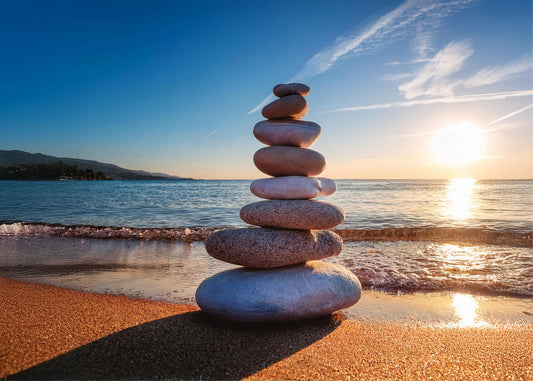 Mindfullness stones on beach2